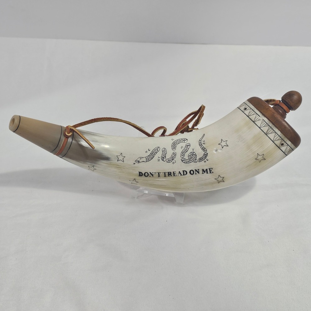Don't Tread On Me Scrimshaw Powder Horn 1776 Eagle Live Free Or Die 12 Inch